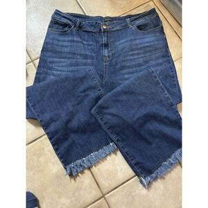 Coco And Carmen Women's Bootcut Wide Leg Jeans Frayed Size XL Trendy Edgy